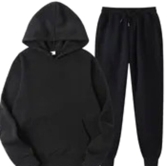 BLACK SIZE MEDIUM HOODIE AND SWEATPANTS SWEATSUIT ATHLEISURE STREETWEAR - Picture 1 of 1